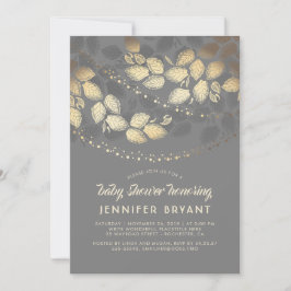 Gold und Gray Elegante Tree Lights Babydusche Einladung
