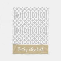 Gold und Gray Trellis Monogram | Editierbare Farbe