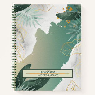 Gold und Green Blätter Notebook Notizbuch