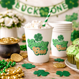 Gold und Green Lucky One First Birthday Paper Cups Pappbecher
