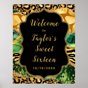 Gold und Green Safari Agate 16 . Geburtstag Willko Poster