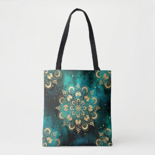 Gold- und Grün-Galaxie-Dharma-Mandala-Muster