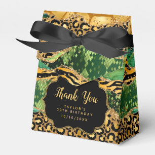 Gold und Grün Safari Achat Geburtstags-Dankeschön Geschenkschachtel