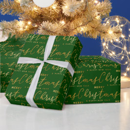 Gold- und Grün-Weihnachten Wortkunst Geschenkpapier