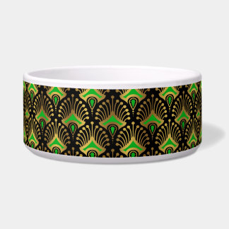 Gold und grüne Art-Deco-Muster auf schwarz Napf