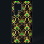 Gold und grüne Art-Deco-Muster auf schwarz Samsung Galaxy Hülle<br><div class="desc">Gold und grünes Art Deco Muster auf schwarzem Hintergrund.</div>