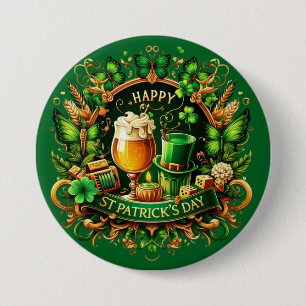 Gold- und grüne aufwendige St. Patrick's Day-Feier Button