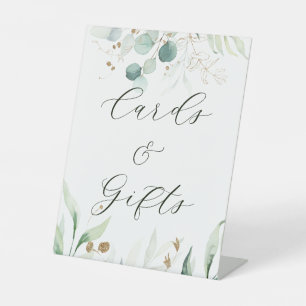 Gold- und grüne Botanische Hochzeitskarten & Gesch Sockelschild