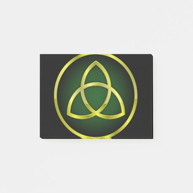 Gold und grüne Triquetra Post-it Klebezettel (Vorderseite)