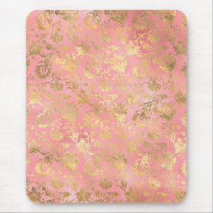 Gold- und hellrosa Folien-Blumenmuster Mousepad