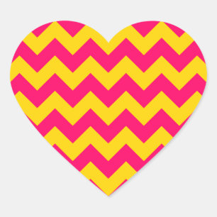 Gold und hellrosa Zigzag Herz-Aufkleber
