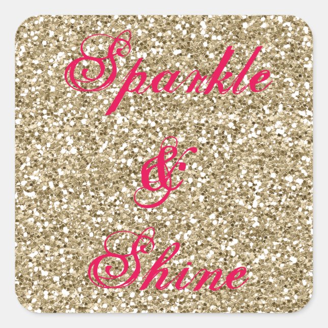 Gold und Hot-Pink-Glitzer Sparkle und Shine Quadratischer Aufkleber (Vorderseite)