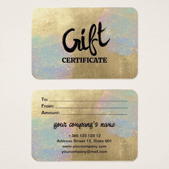 Gold- und irisierende Glitzer Textur Geschenkkarte (Vorne & Hinten)