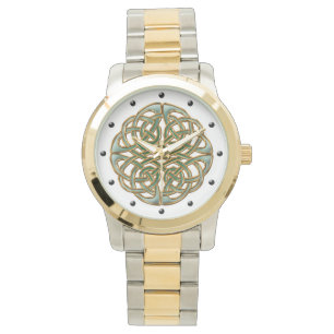 Gold und keltische runde Knotenverzierung des Armbanduhr