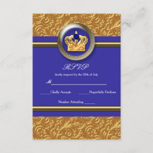 Gold- und königsblaue Krone Elegante Veranstaltung RSVP Karte