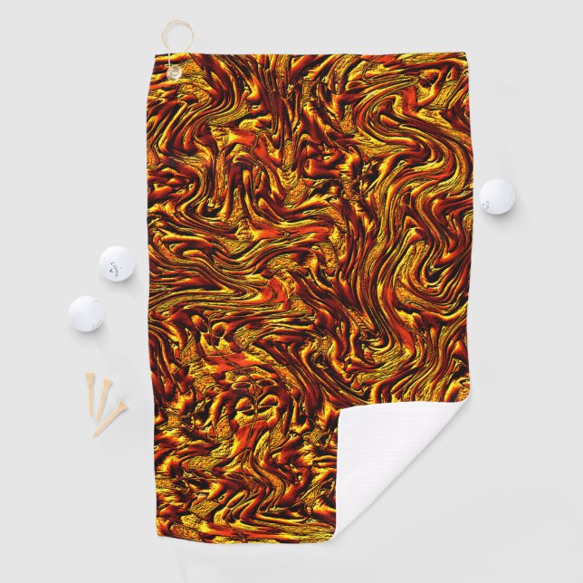 Gold und Korallen oder lebhafte rote Textur Golfhandtuch (Insitu)