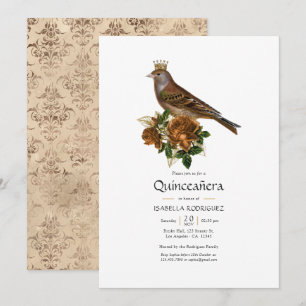Gold- und Kupfer-Vintage-Chic-Quinceañera Einladung
