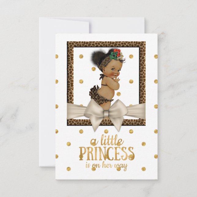 Gold und Leopard Print Girl's Baby Shower Einladung (Vorderseite)