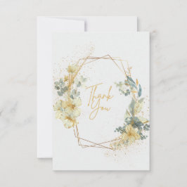 Gold und Light Blue Elegant Wedding Dankeschön Car Dankeskarte