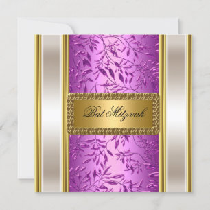 Gold und Lila Art Deco Bat Mitzvah Einladung