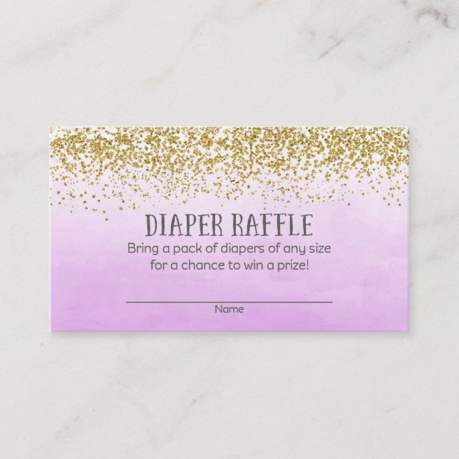 Gold und Lila Baby Dusche Windeln Raffle Tickets Begleitkarte (Vorderseite)