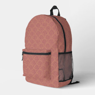 Gold und lila Mandala-Wellenmuster Bedruckter Rucksack