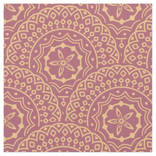 Gold und lila Mandala-Wellenmuster Stoff (Nahaufnahme)