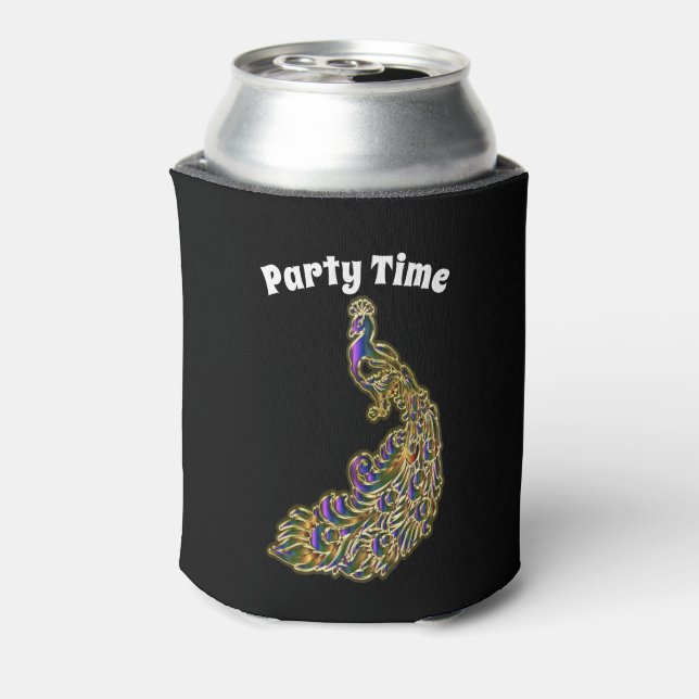 Gold und lila Pfau glitzern hell Dosenkühler (Kanne Rückseite)