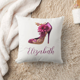 Gold und Magenta High Heel Kissen