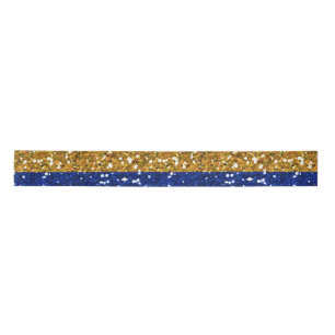 Gold-und Marine-Blau-Glitzer-Streifen gedruckt Satinband