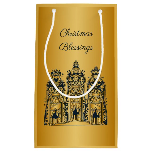 Gold und Marine Drei Weisen Kleine Geschenktüte (Vorderseite)
