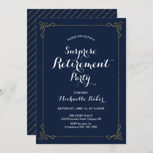 Gold und Marine   Elegantes Party für die Unterneh Einladung