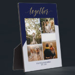 Gold und Marine | Gemeinsam Familiengeschenk Foto  Fotoplatte<br><div class="desc">Genießen Sie mit dieser modernen Foto-Plakette Ihre ganz besonderen Momente. Diese Collage-Plakette aus dem Foto ist mit einem stilvollen Goldskript " zusammen mit einem marineblau-grauen Farbblock versehen. Personalisieren Sie die Fotos und den Text. Ein einzigartiges Geschenk für Paare, Familien oder Valentinstag. Mehr Foto Geschenke gibt es in meinem Shop BaraBomDesign....</div>