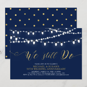 Gold und Marine Modernes 50. Hochzeitstag Einladung