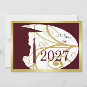 Gold- und Marone-Mann-Silhouette 2027 Karte