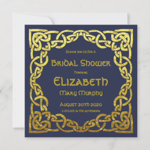 Gold- und Navy-Blau-Celtic-Knot-Einladung Einladung