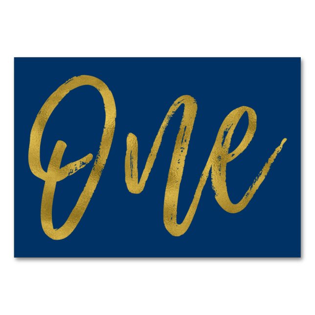 Gold und Navy Blue Elegante Tischnummer 1 (Vorderseite)