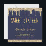 Gold und Navy Blue Glitzer 16 . Geburtstag Geburts Einladung<br><div class="desc">Luxury Gold und Navy Blue Funkelnd Dripping Glitzer Sweet 16 Birthday Party Einladung . Dies ist die perfekte 16 . Geburtstag Geburtstagseinladung für eine moderne Sparkle Girly Geburtstagsparty im Glitzer. Bitte kontaktieren Sie den Designer,  um passende Sonderanfertigungen zu erhalten.</div>