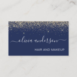 Gold und Navy Blue Glitzer Haar Makeup Salon Visitenkarte