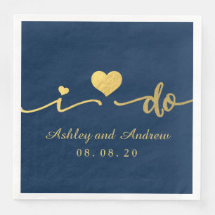 Gold und Navy Blue I Do Hochzeit Serviette