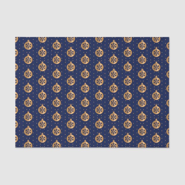 Gold und Navy Blue Weihnachtsschmuck Seidenpapier (Vorderseite)
