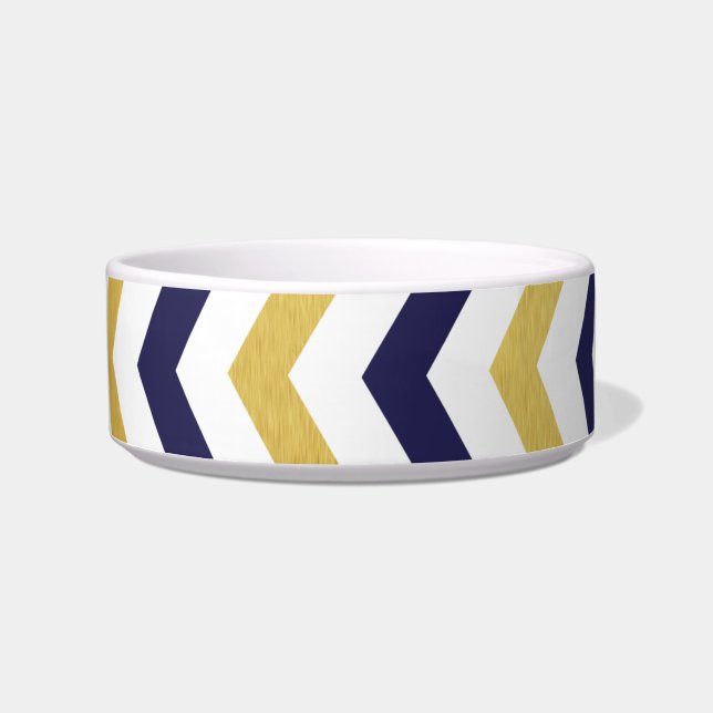 Gold- und Navy-Blue-Zickzack-Kleinhundeschale Napf (Vorderseite)