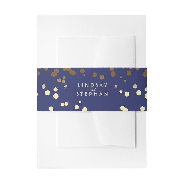 Gold und Navy Elegant Confetti Dots Hochzeit Einladungsbanderole (Vorderseite Beispiel)
