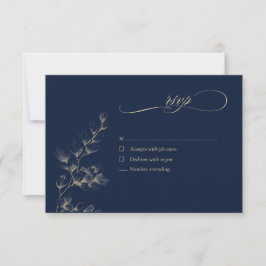 Gold- und Navy-Hochzeits-RSVP-Karte