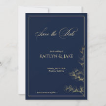 Gold- und Navy-Save-the-Date-Karte