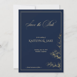 Gold- und Navy-Save-the-Date-Karte Einladung