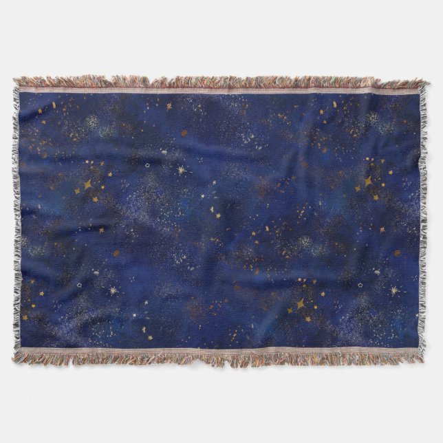 Gold und Navy Sterne Decke (Vorderseite)