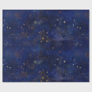 Gold- und Navy-Sterne Geschenkpapier