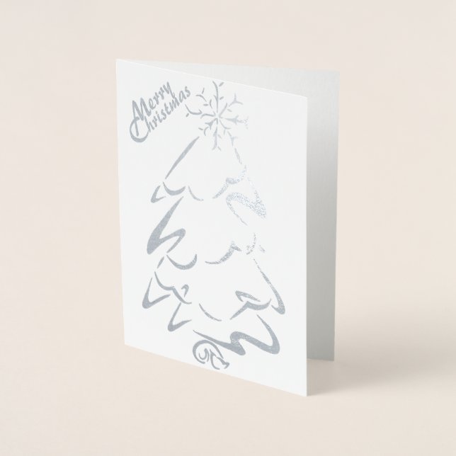 Gold und (oder) Silberner Weihnachtsbaum Folienkarte (Vorderseite)