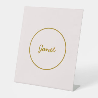 Gold- und Pastellfarbe Kalligrafie Elegant Einfach Sockelschild